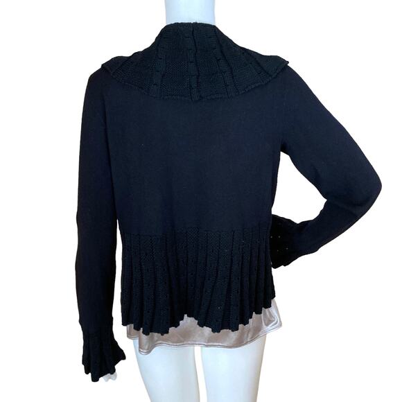 Cache Vintage Y2K Wool Blend Ribbed Cardigan Black Size Large - Picture 4 of 9